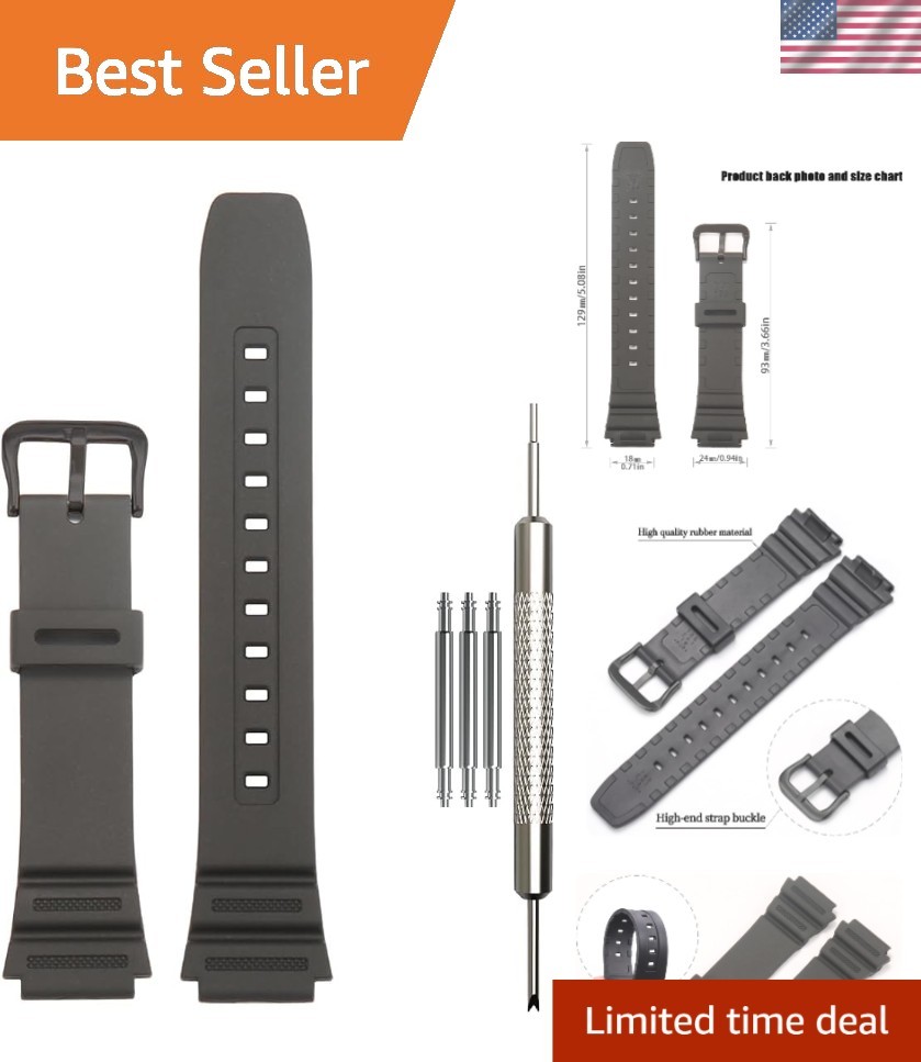 Comfortable Natural Resin Watch Strap with Stainless Steel Buckle – 18mm Fit