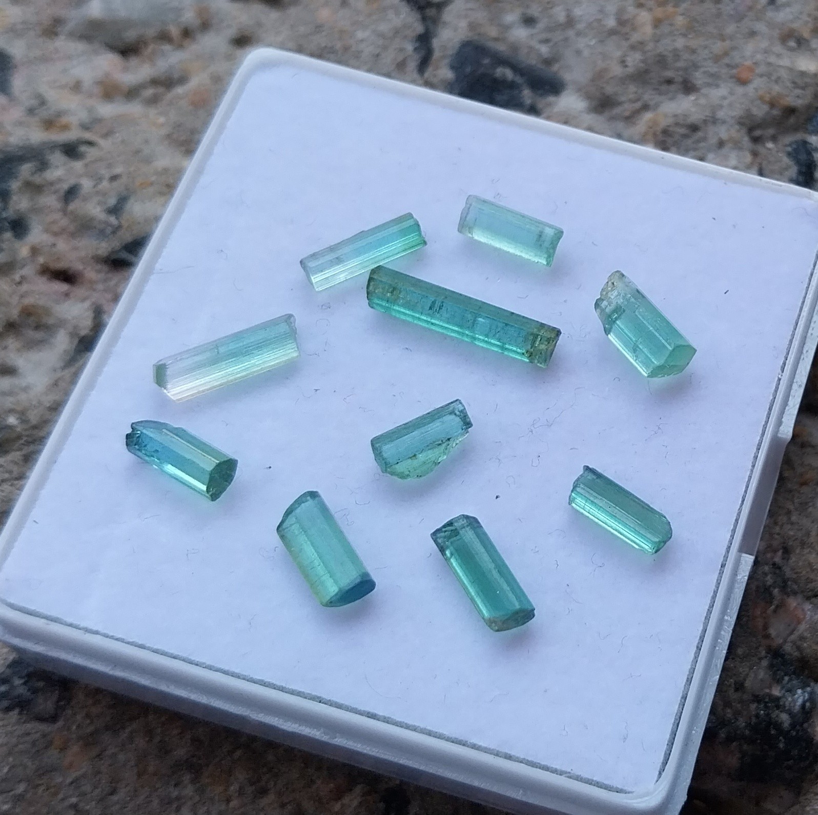 8.5 Ct 7 to 14.5 MM Natural Blue Tourmaline RAW Rough Pencil 10 Piece Lot