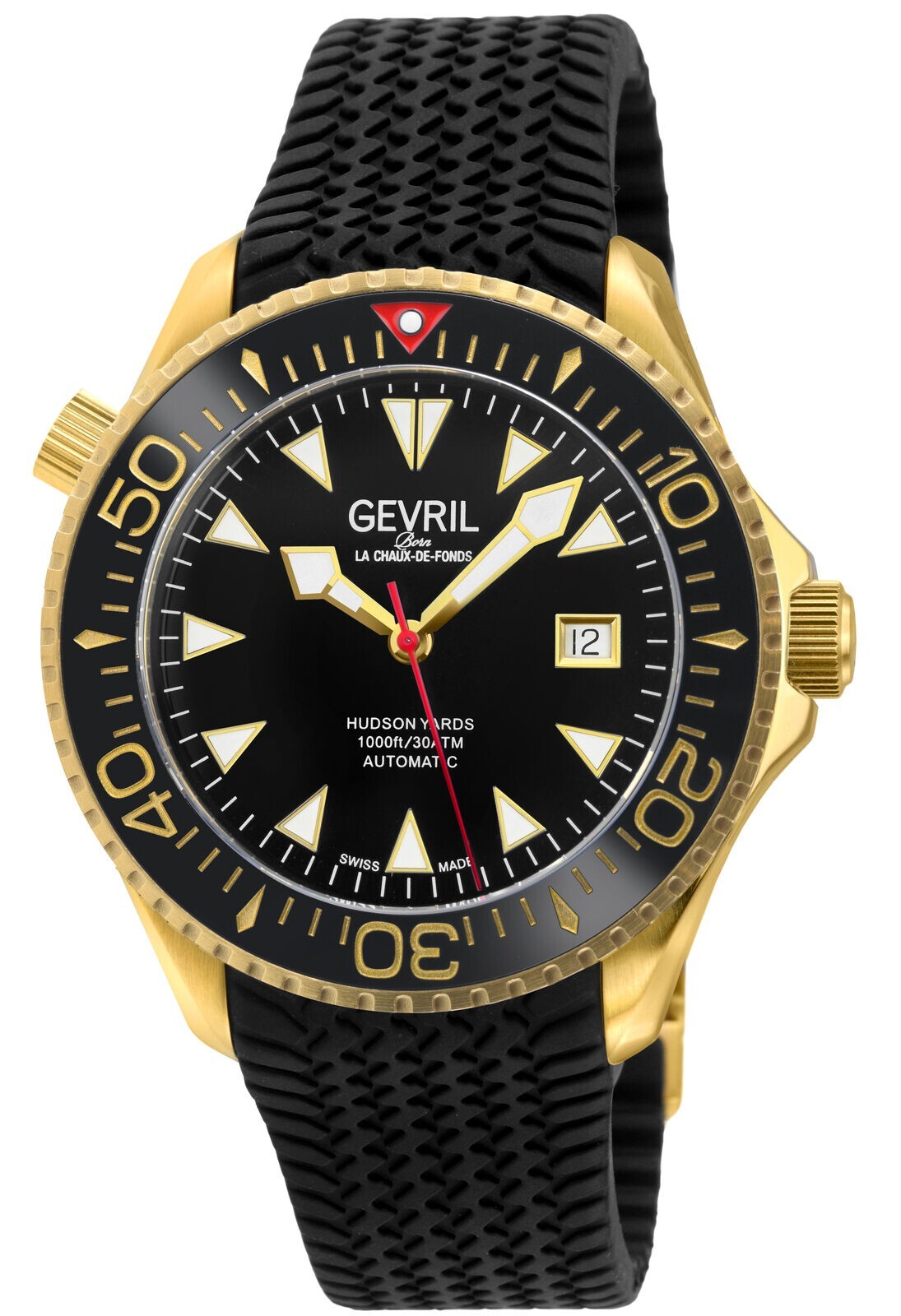 Gevril Men’s 48804R Hudson Yards Diver Swiss Automatic SW200 Ceramic Bezel Watch