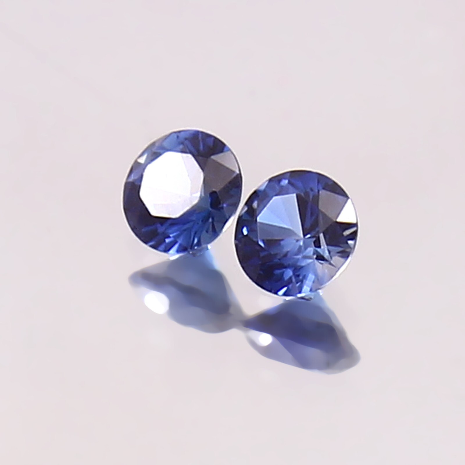 AAA Natural Ceylon Blue Sapphire Loose Round Gemstone Cut Matched Pair 3×3 MM