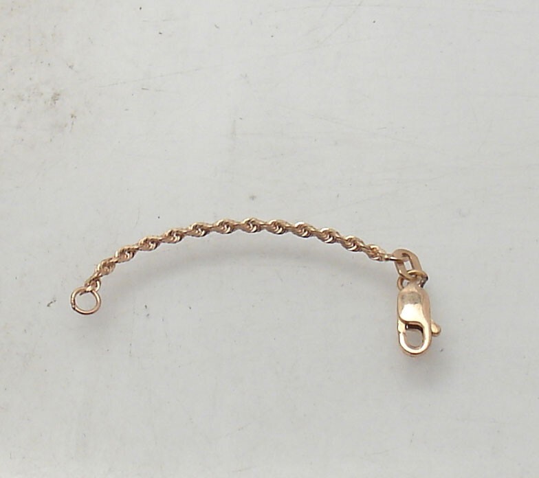 1.5mm Diamond Cut Rope Chain Necklace Extender Pendant Real 14K Rose Gold