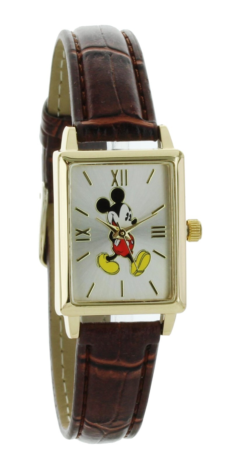 NIB Disney Rectangle Mickey Mouse leather Band Petit watch #5297
