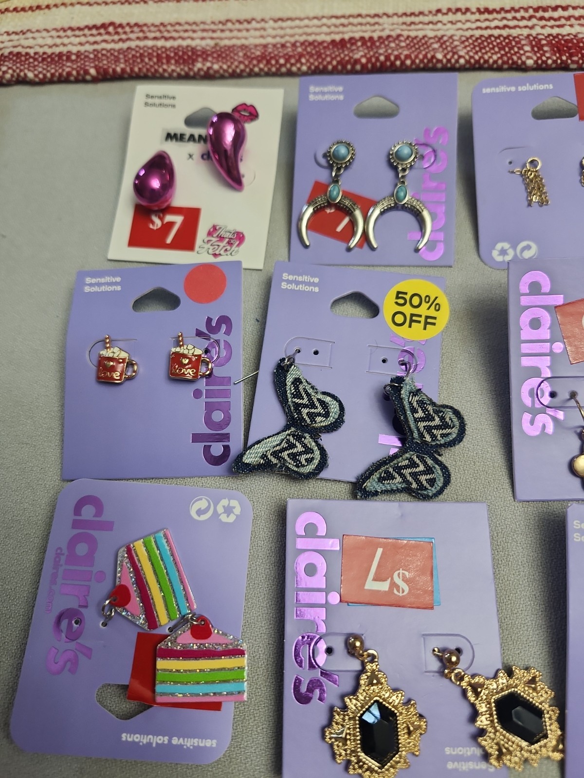 Claire’s Fashion Jewelry Pierced Earrings. Lot Of 21 Pieces