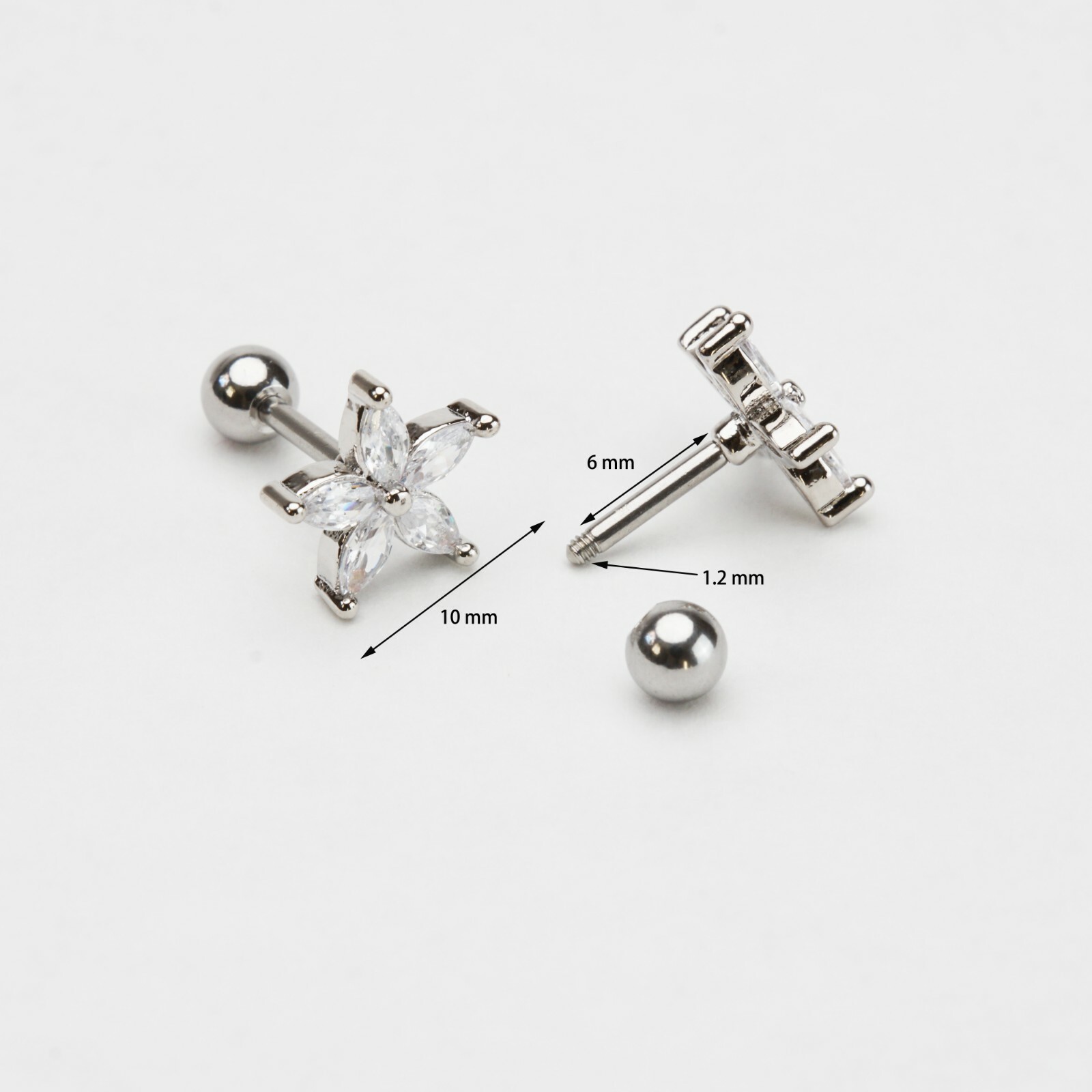 Stainless Steel Clear Silver Gold Star Cubic Zirconia Men Women Stud Earrings