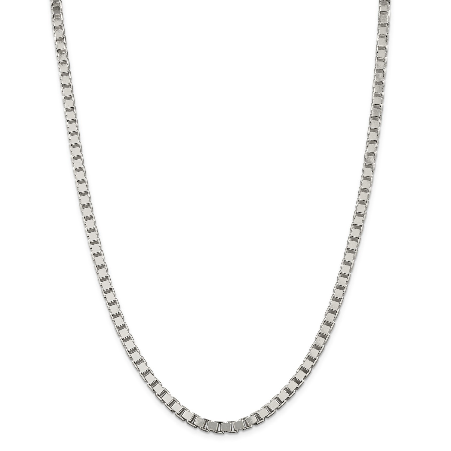 Sterling Silver Solid Polished 4.5mm Plain Box Chain w/ Lobster Clasp 16″ – 30″