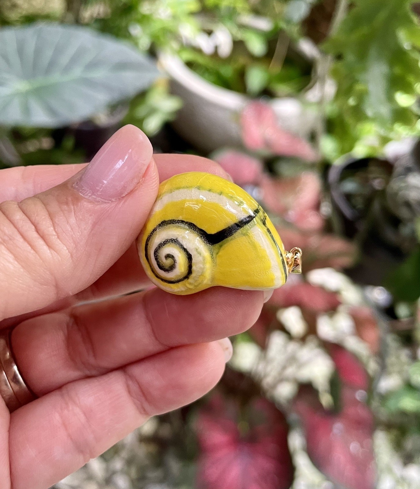 Handmade Ceramic Pendant Jewelry. Unique piece. Lemon Yellow