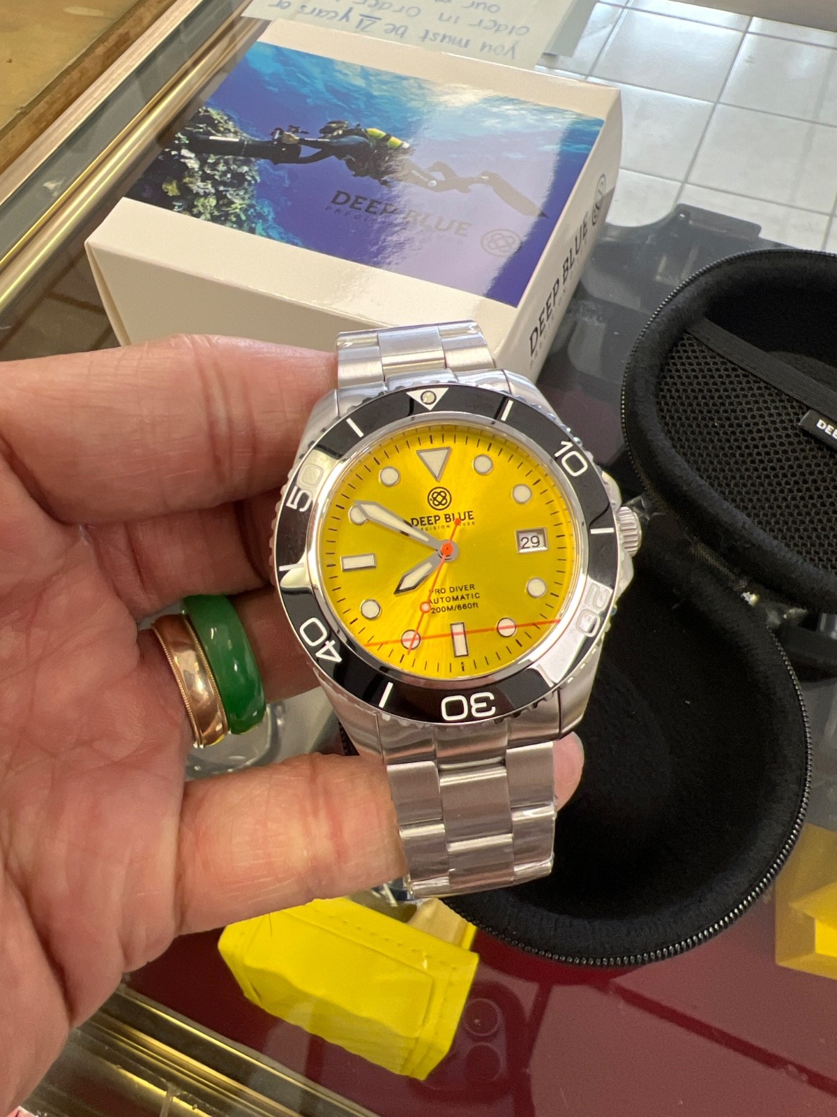PRO DIVER 200😱YELLOW DIAL 42m AUTOMATIC🔥 DIVE WATCH SILICONE STRAP 😋