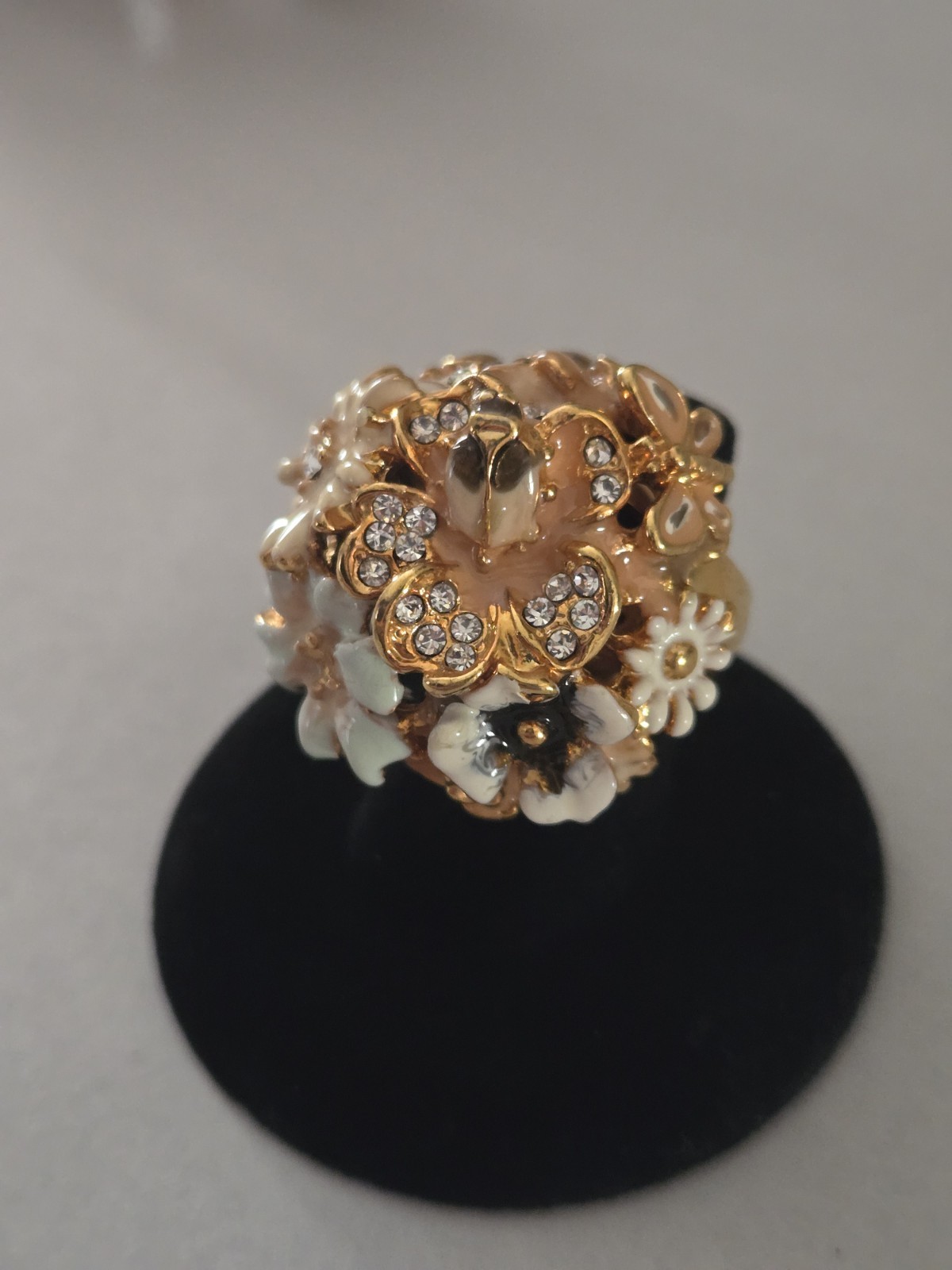 Kenneth Jay Lane Garden Party Floral Cuff Bracelet Ring Set Swarovski Crystal