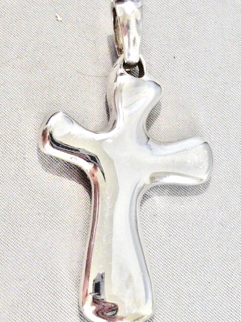 VINTAGE STERLING SILVER 925 SIGNED RLM STUDIO PUFFY CROSS PENDANT 2 3/8″