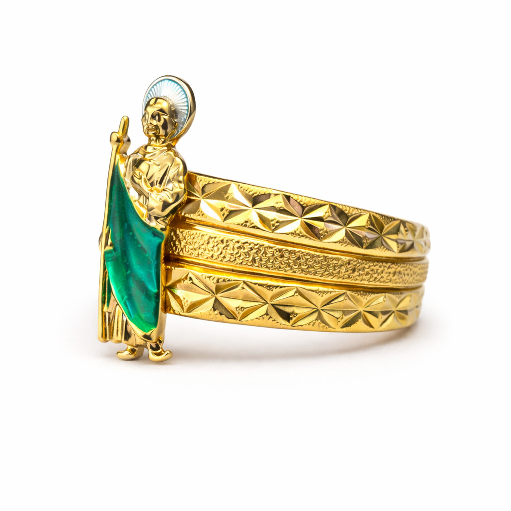 Italian 1/200 14k Yellow Gold St Jude Ring Religious Catholic Ring Men Women