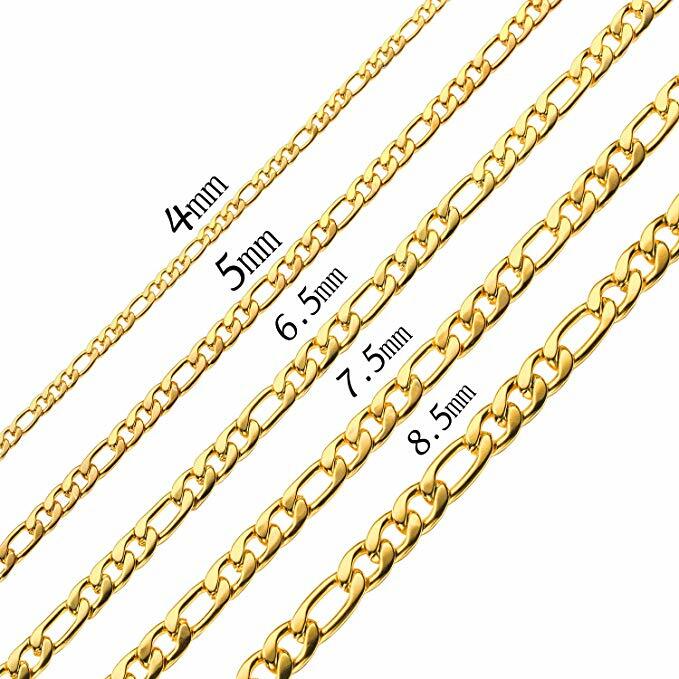 18K Gold Plated Men Figaro Chain 18″ 20″ 22″ 24″ 26″ 28″ 30 Lngh 4-8MM WTH K318