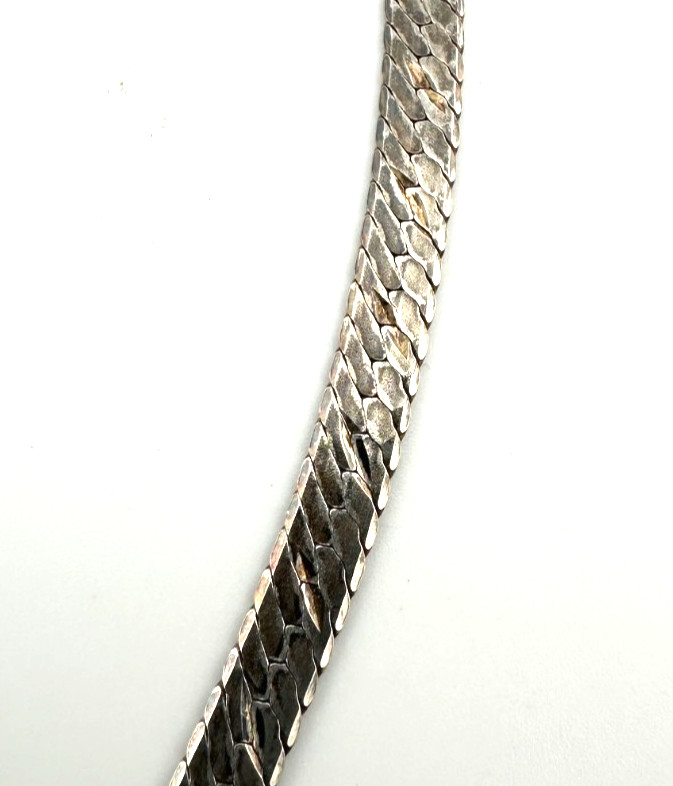 925 Italy Sterling Silver Herringbone Chain Necklace 20″ 6mm 19 Grams Flat
