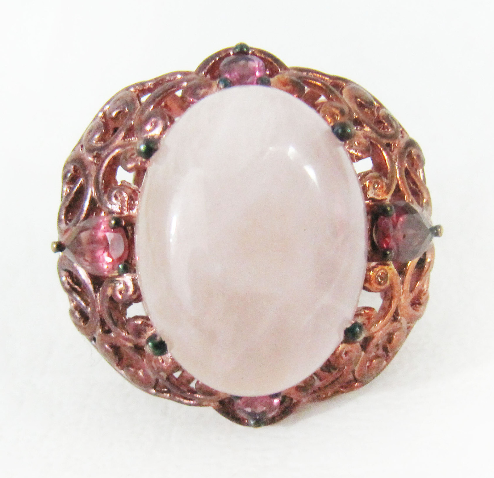 Extravagant Karis GdB Rose Quartz Statement Ring – Sz. 7