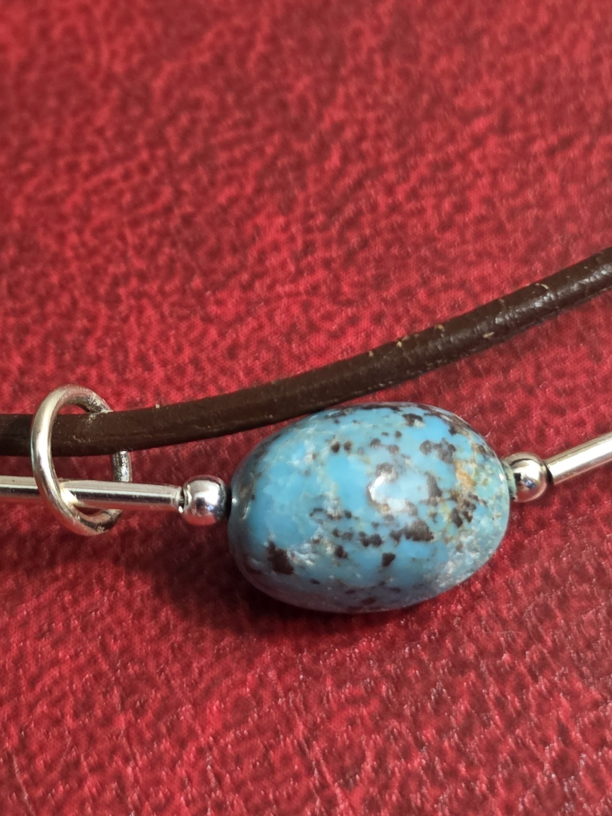 VINTAGE TURQUOISE LIQUID STERLING SILVER 925 NECKLACE Choker. Good Condition.