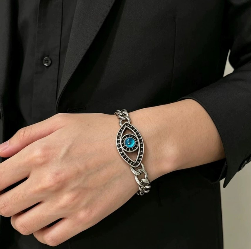 New men’s minimalist stainless steel hip-hop bracelet with a personalized trend