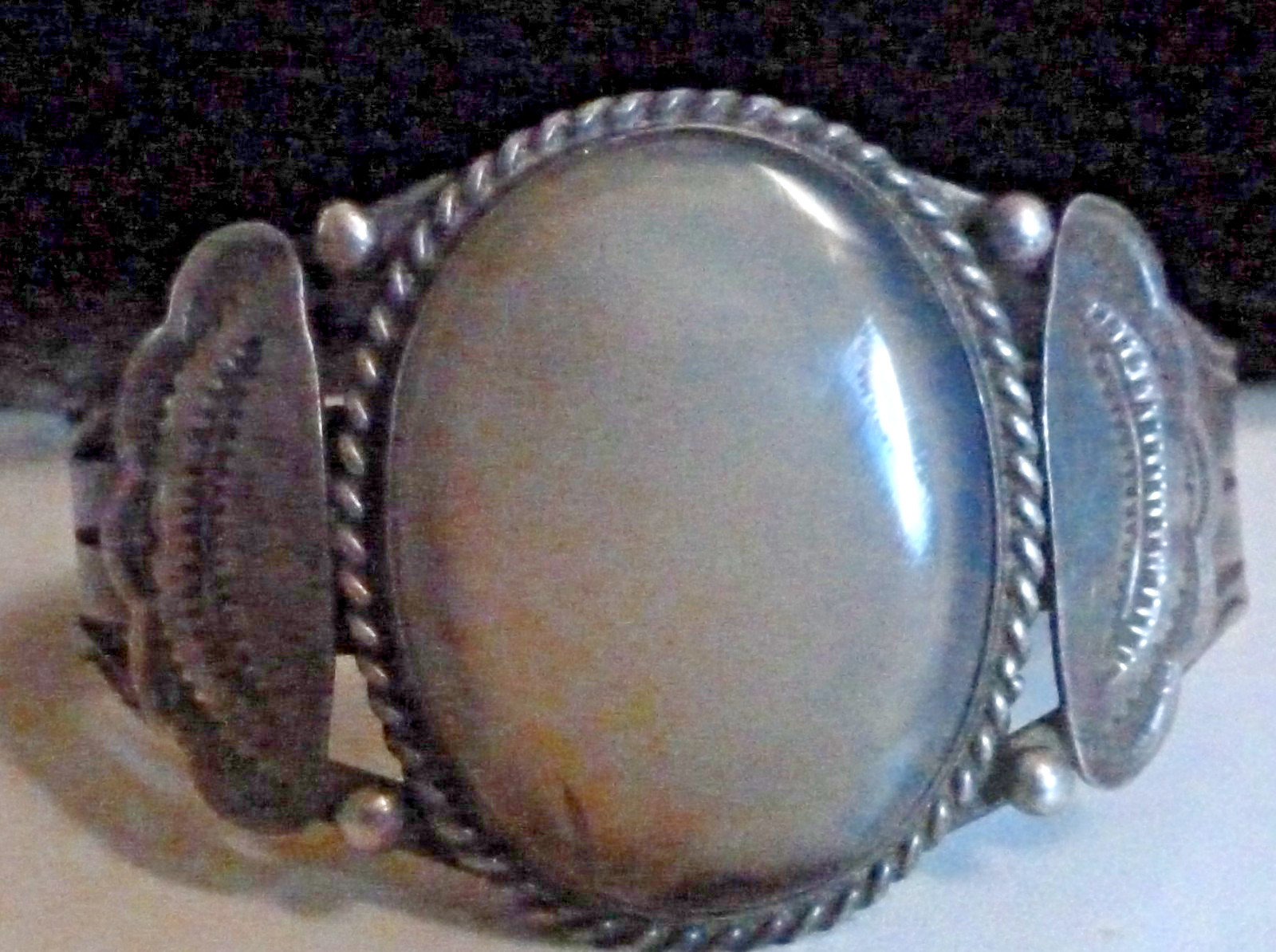 Sterling Navajo Fred Harvey Era Cuff Bracelet Agate Thunderbirds Bracelet
