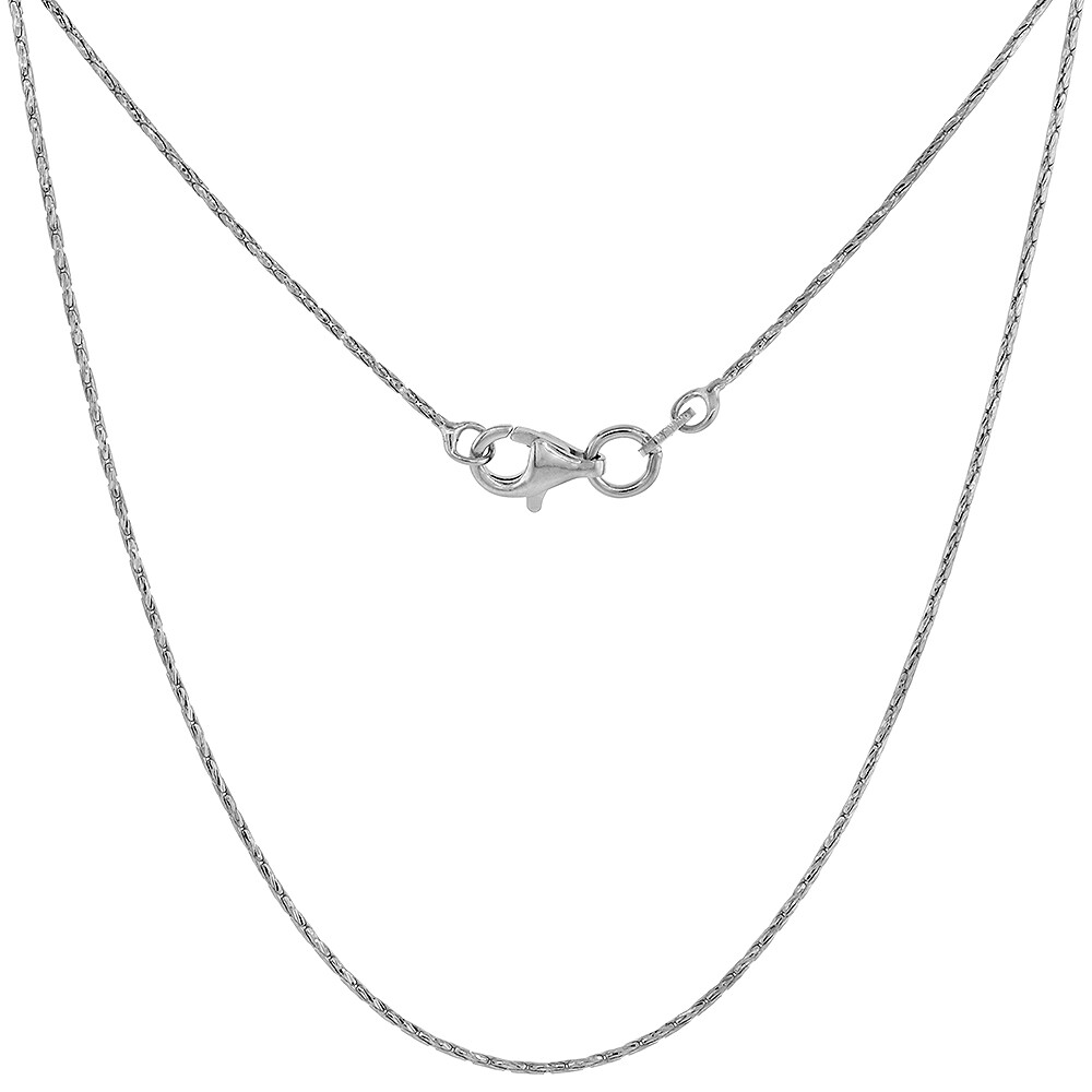 925 Sterling Silver Fine Rounded Cardano Snake Chain Necklace 0.8mm 16″ to 18″