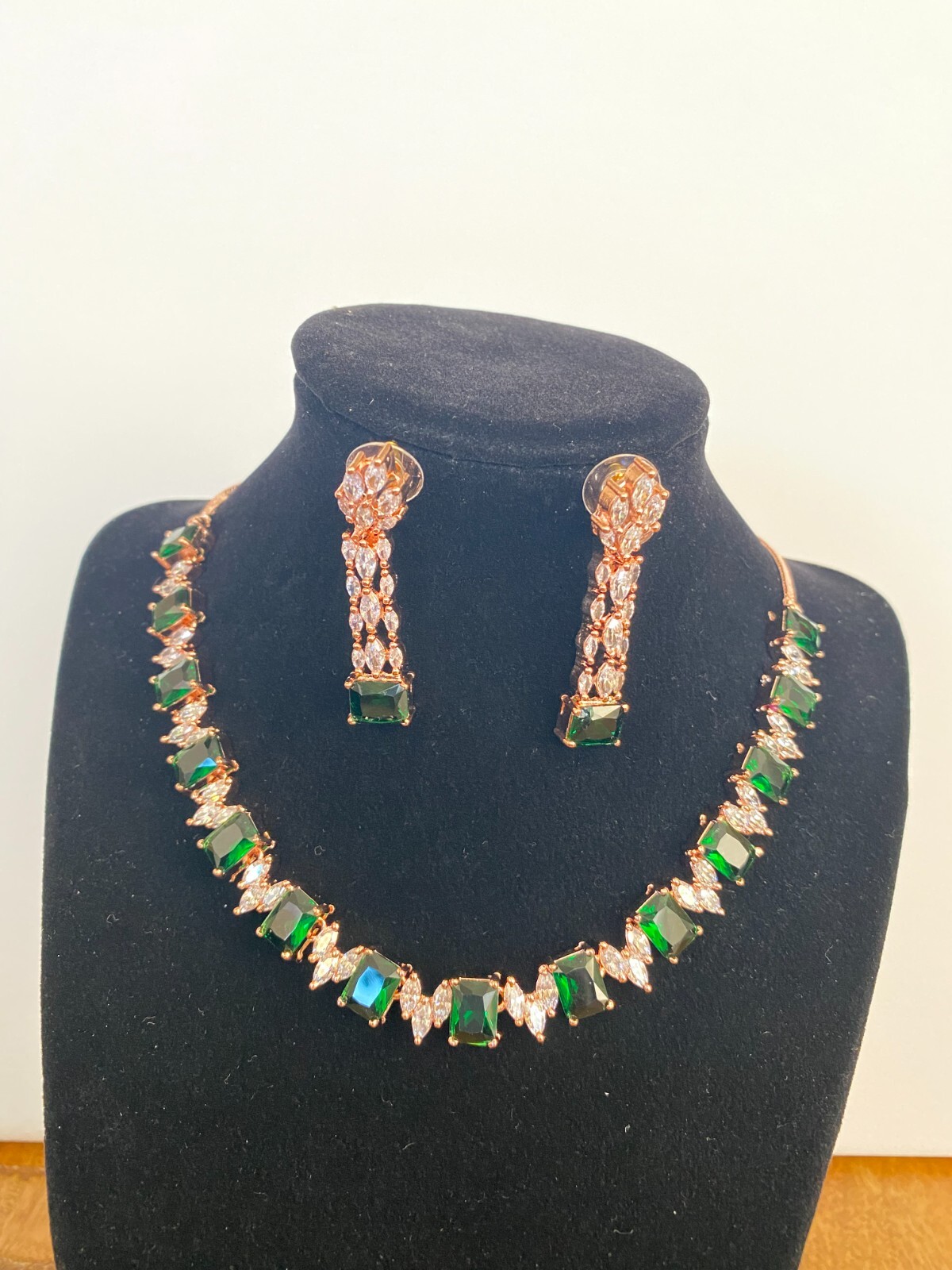 Emerald Necklace set A D Jewelry Rose Gold Bridesmaid Jewelry Gift C Z Jewelry