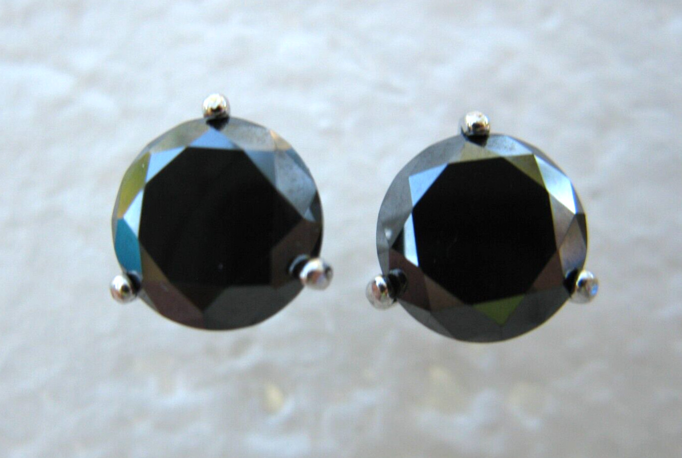 4.10ctw SCREW BACK 100% REAL BLACK DIAMOND EARRINGS,CERTIFICATE,FREE DIA TESTER