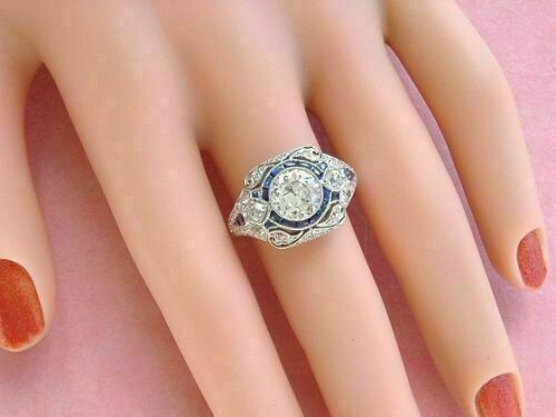 2.50Ct Round Lab-Created Diamond Art Deco Engagement Ring 14k White Gold Plated