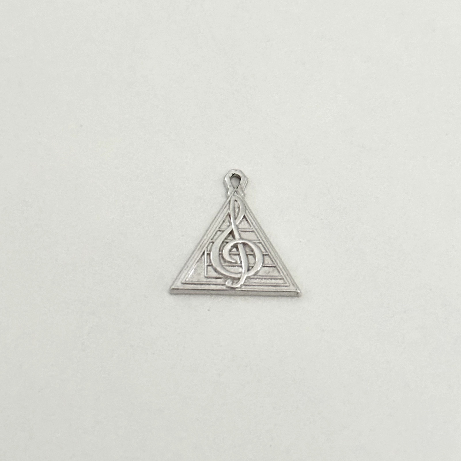 Vintage 925 Sterling Silver Music Note Triangle Shaped Charm Pendant