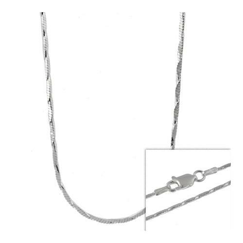 Sterling Silver Italian 1mm Diamond Cut Snake Chain Nec