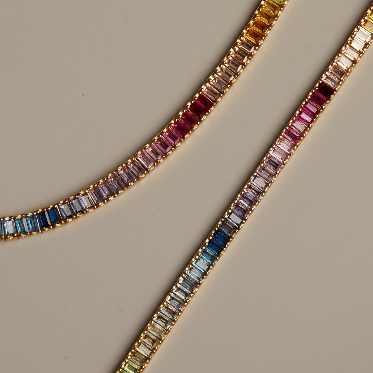 Rainbow Baguette Tennis Bracelet Colorful Stone Women Gift Jewelry