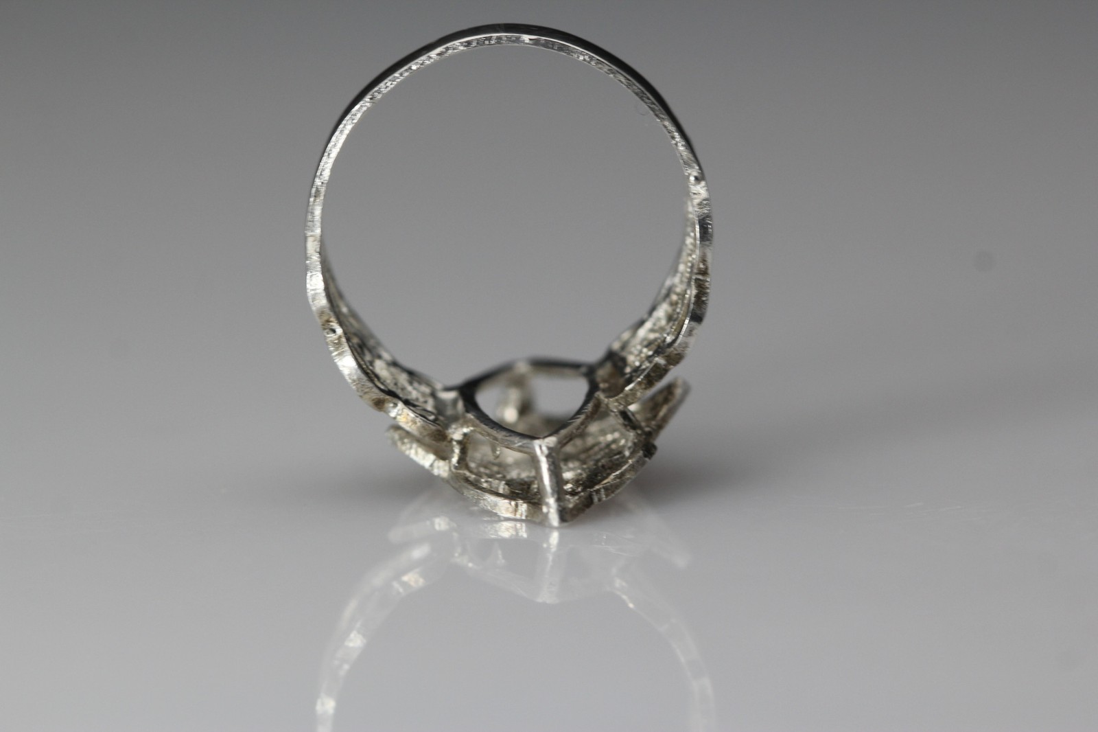 925 Sterling Silver Artisan Marquise Filigree Heart Size 8.75 Ring 3.2g(RIN9703)