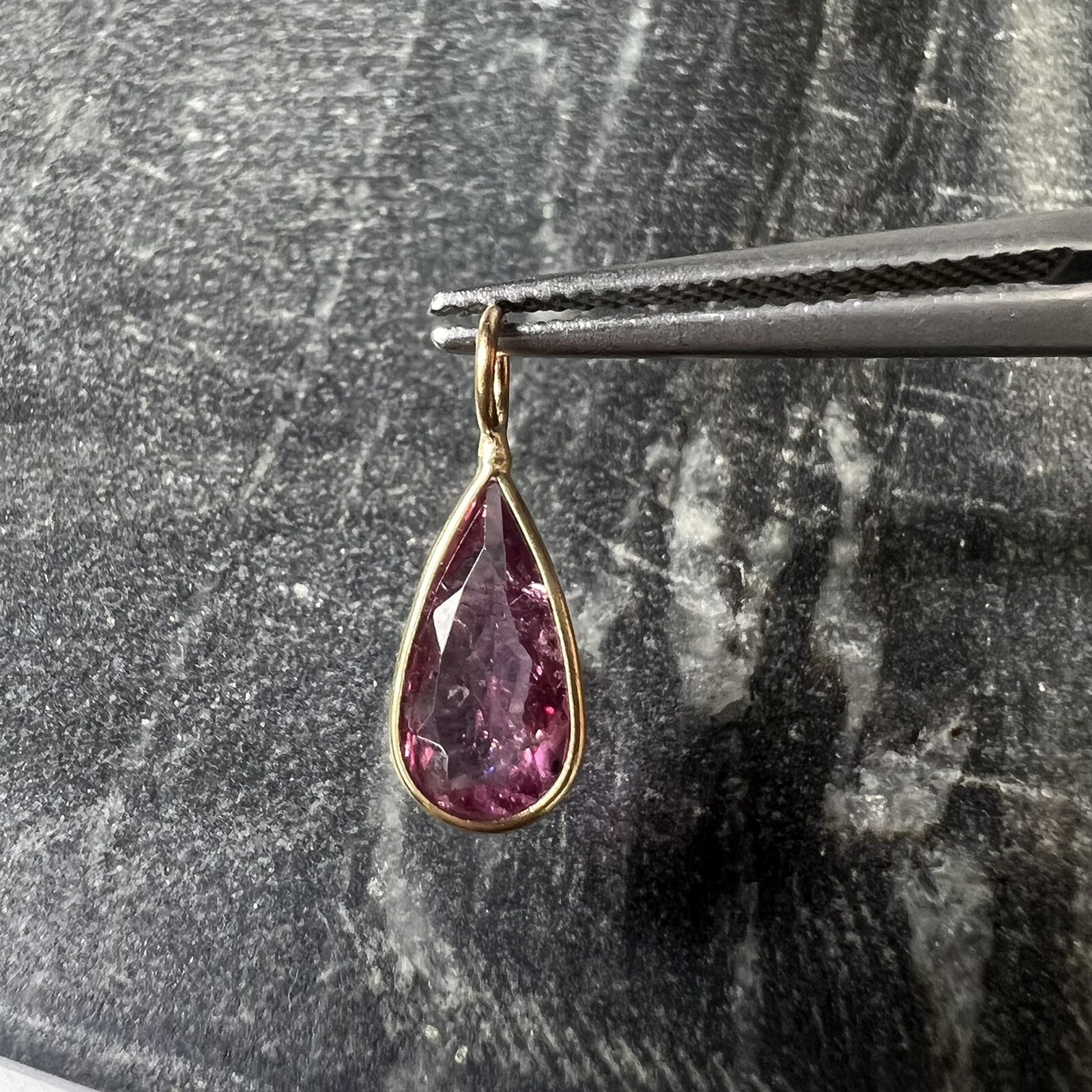 .90ct Glowing Pear Tourmaline 14K Yellow Gold Pendant 16×5.5mm
