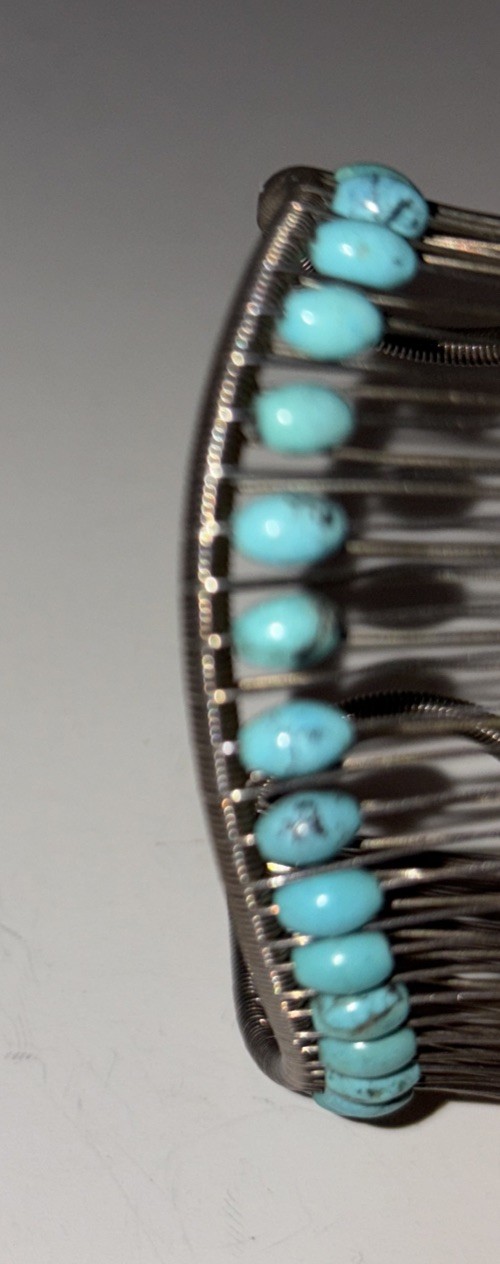 Tana Acton Sterling Silver Kinetic Wave Cuff Bracelet/Turquoise Beads 27.24 gr.