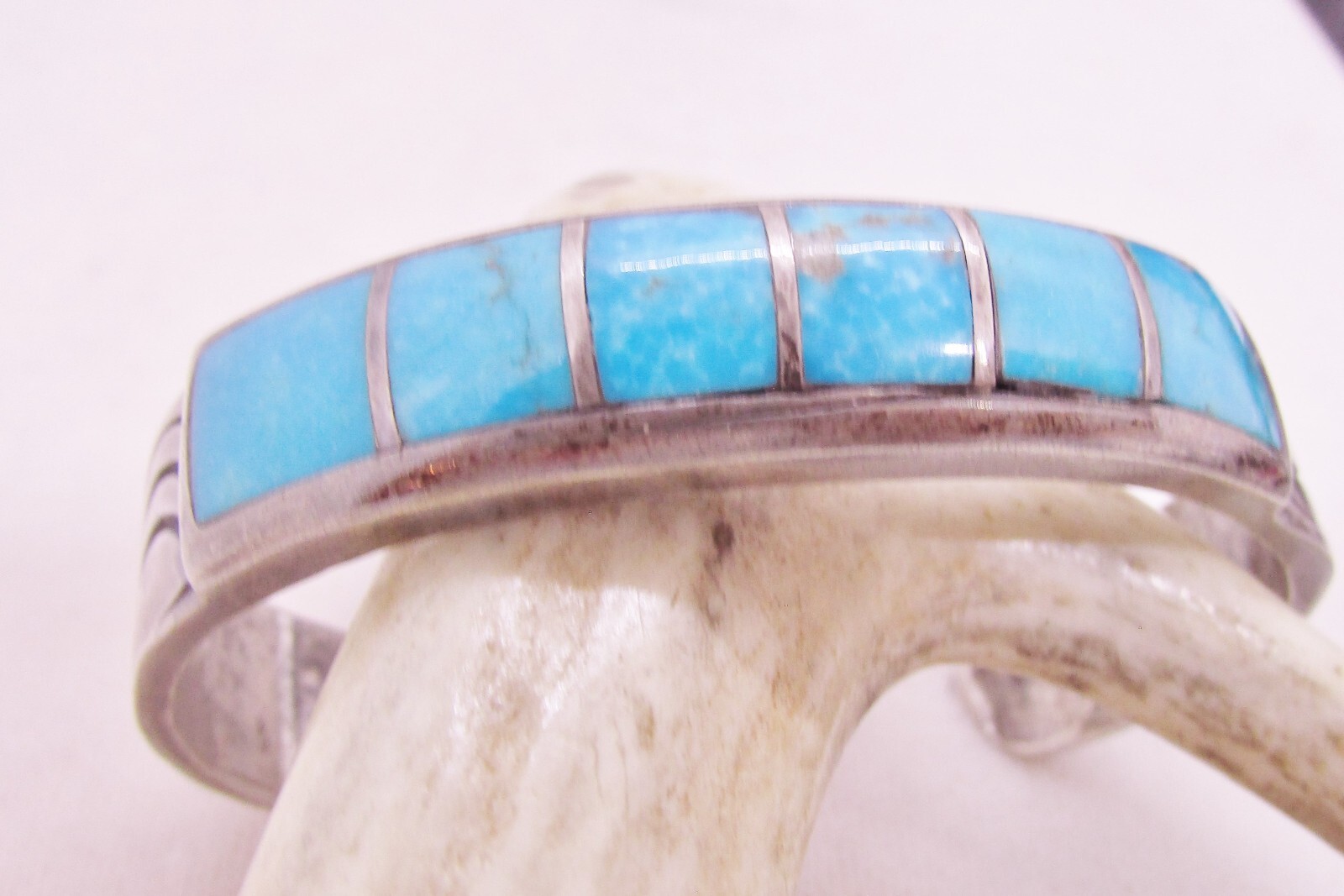 VTG SW N A 6 STONE TURQUOISE CUFF WEIGHT IS 40 GRAMS STERLING