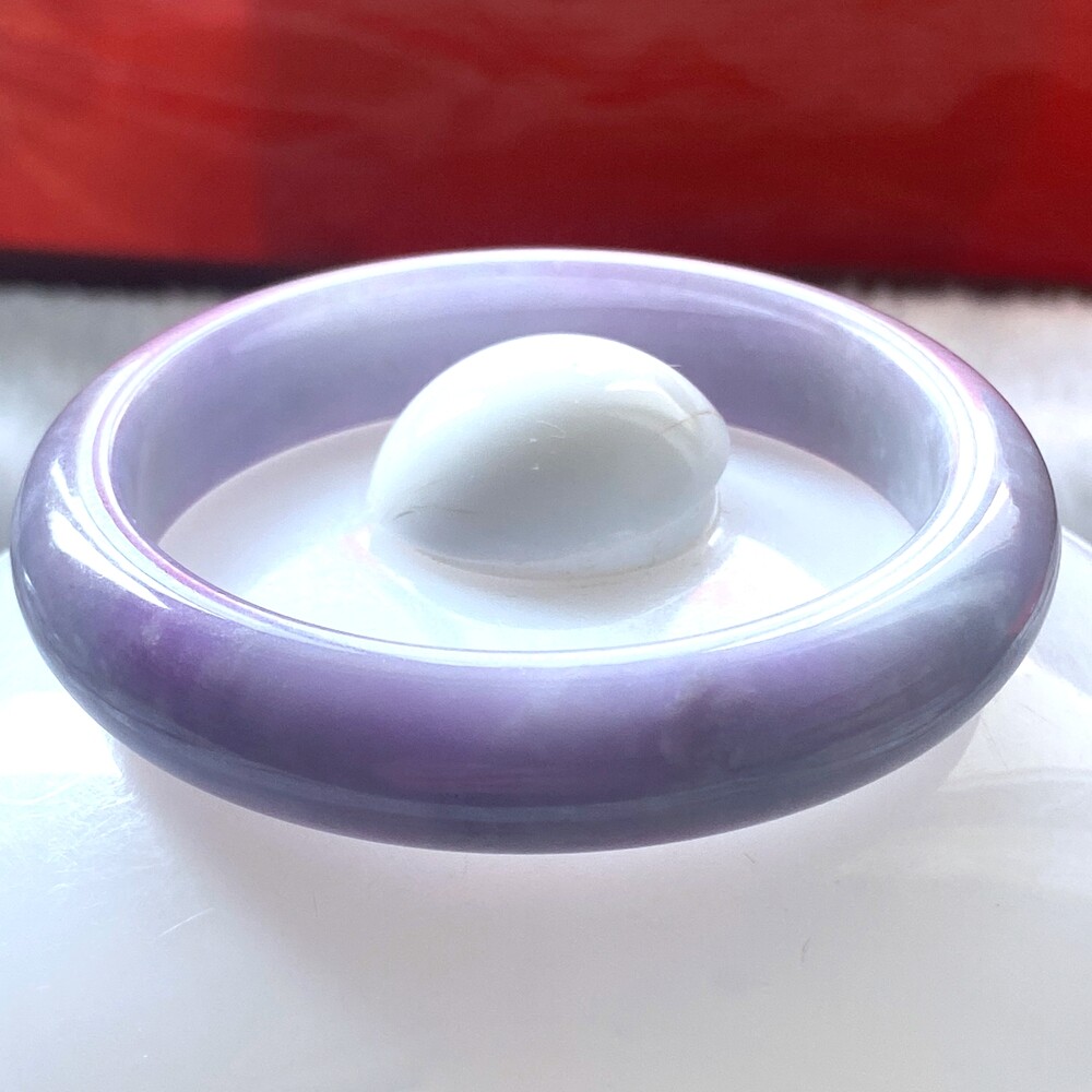 Certified Grade A Lavender 55-56mm Natural Burma Jade jadeite Bangle Bracelet
