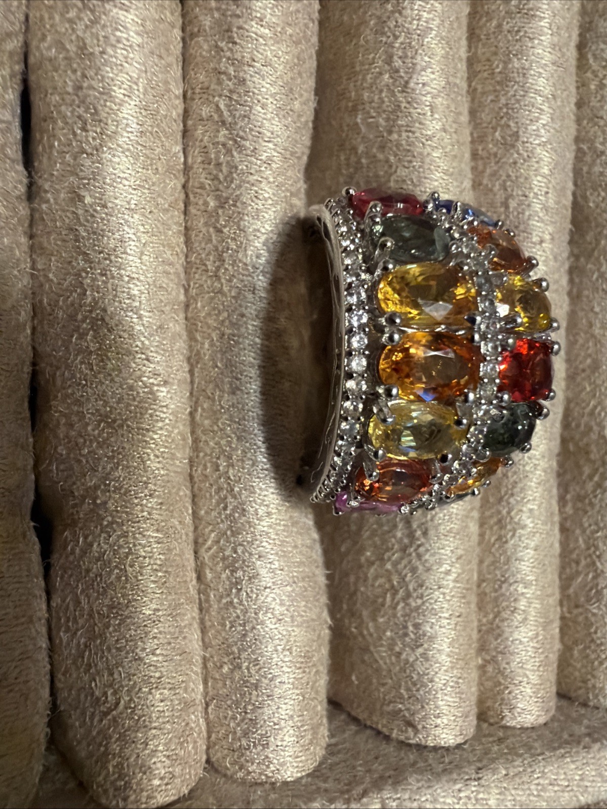 Sterling Silver Multi-colored Sapphire & Zircon Ring SR-3950
