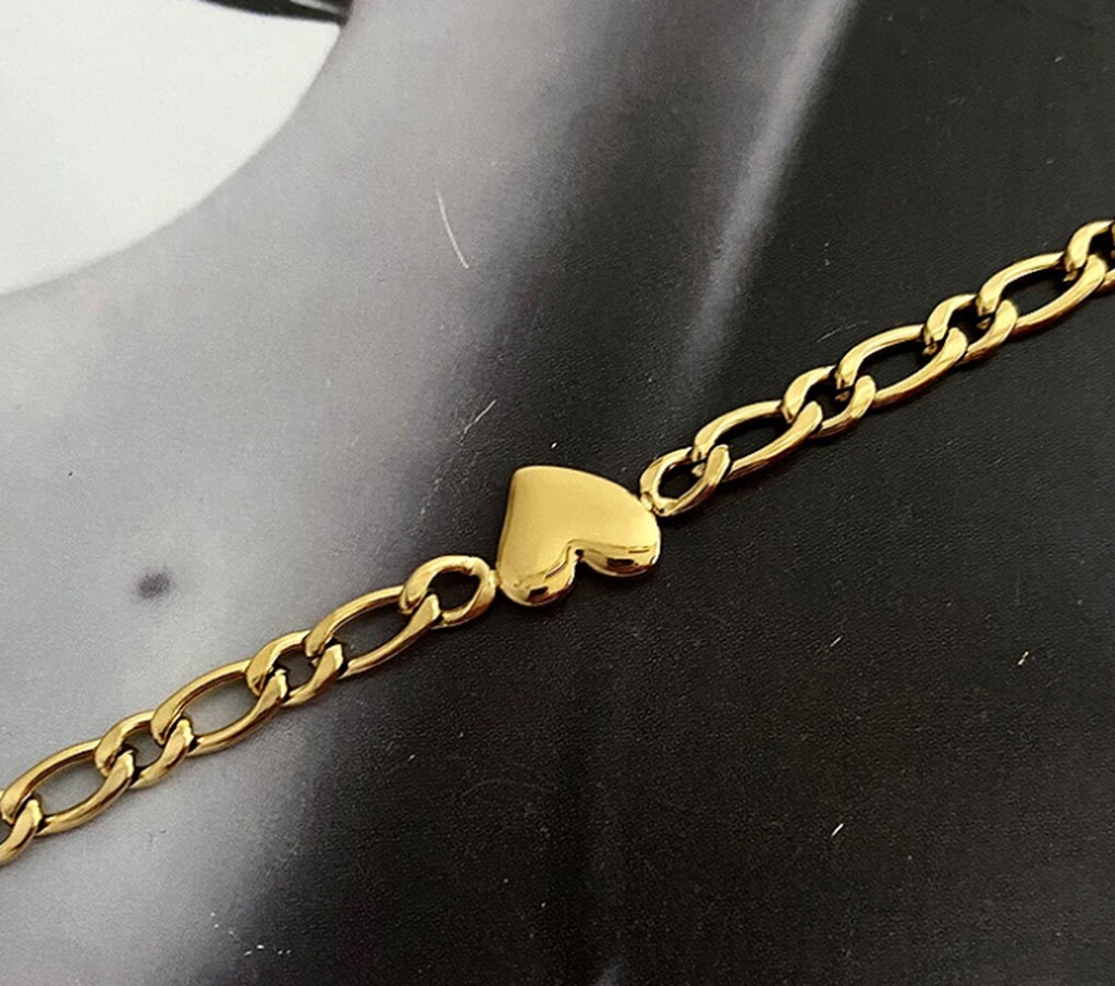 Women Heart Mariner Chain Titanium Stainless Steel Pendant Choker Necklace 14-16