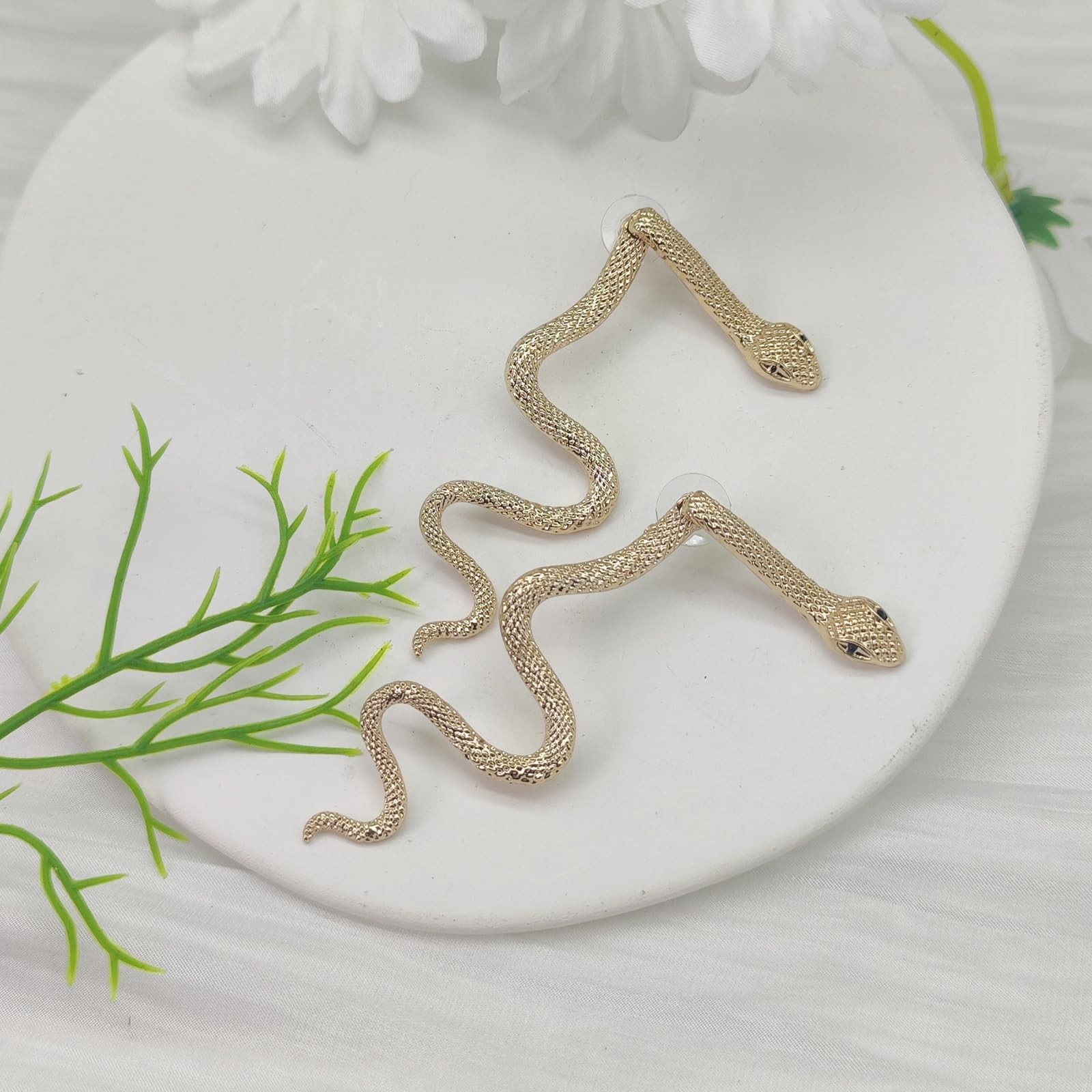 MAQVQLU Vintage Goth Snake Earrings – Gold & Silver 2.8 inches, G