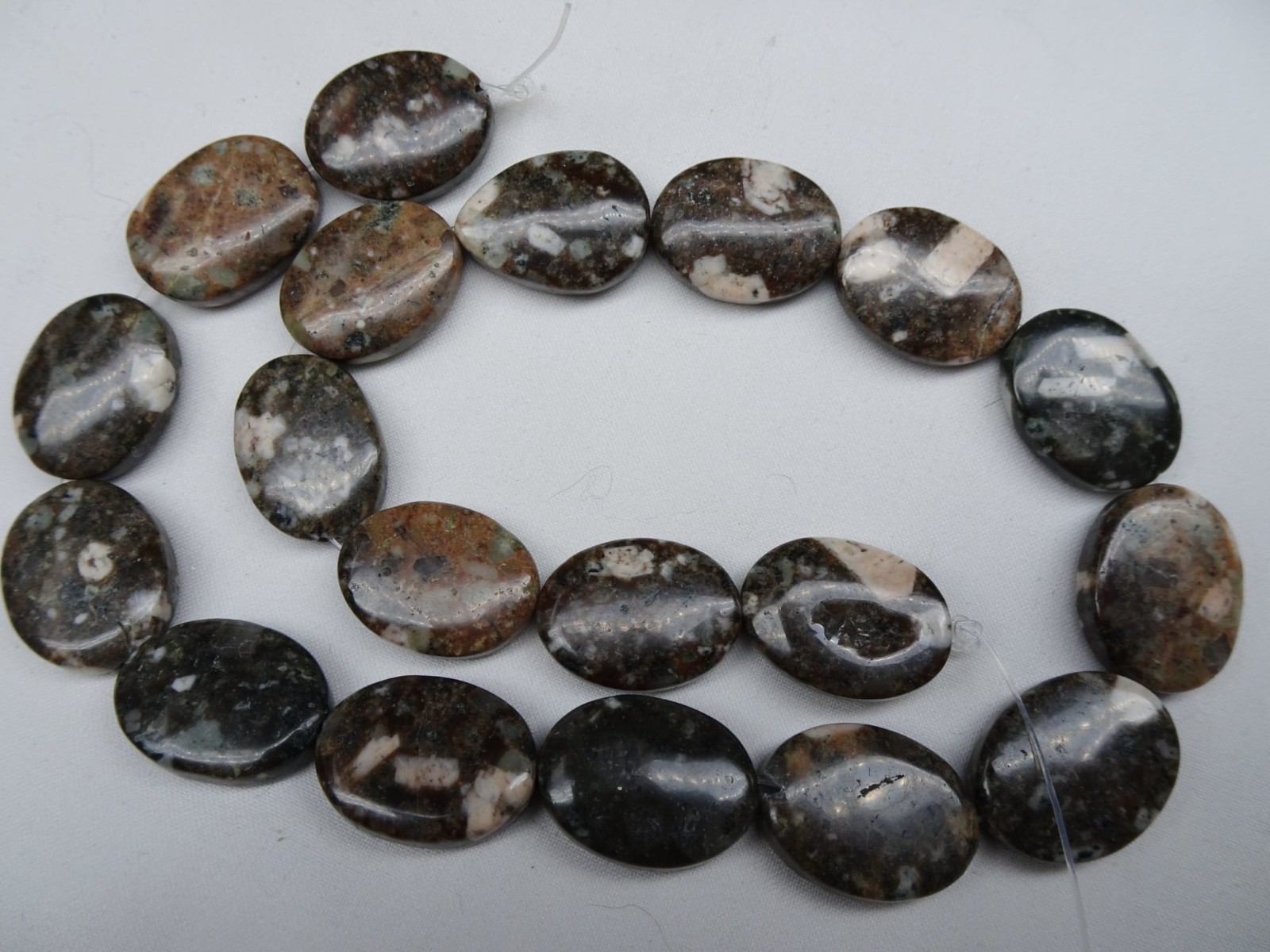 13 1/2″ Str Natural Flower Jasper Oval Stone Beads 17-17.5mm Long A61 DNG