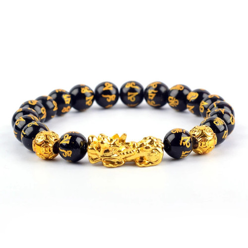 Feng Shui Obsidian Stone Beads Bracelet Men Women Wristband