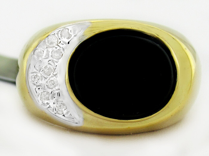 GENUINE 3.34 Cts BLACK ONYX & DIAMONDS RING 14K YELLOW GOLD * FREE Appraisal
