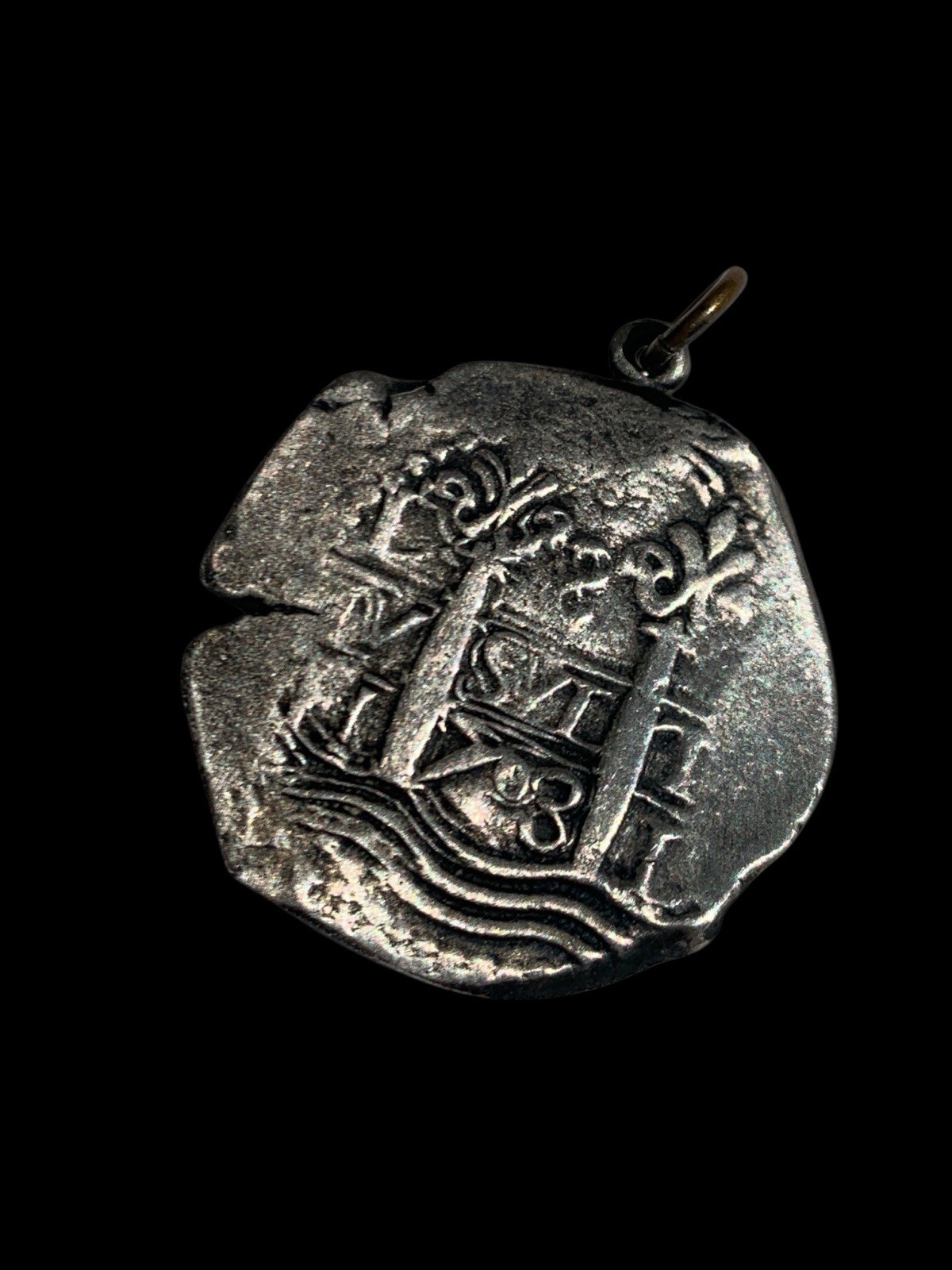 Sterling Silver Atocha Shipwreck Replica Coin Pendant 3mm Rope Chain 30g Estate