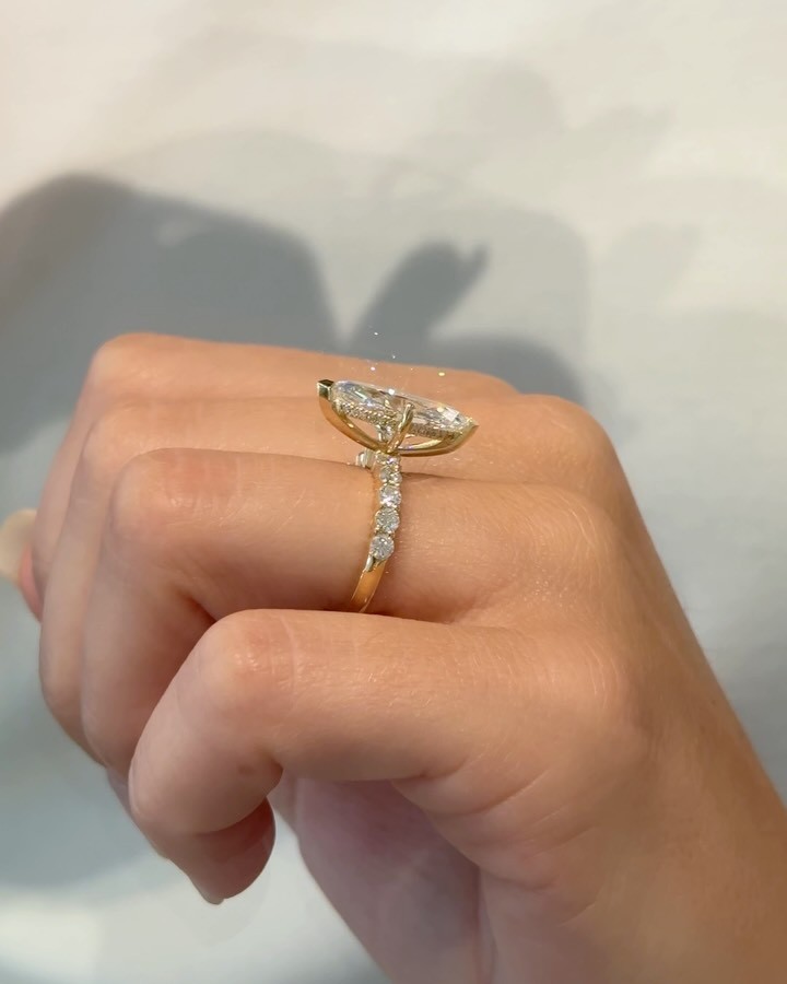 Luxury Jewelry 3.35 Ct Marquise Cut Lab Grown Diamond Ring Solid 14K Yellow Gold