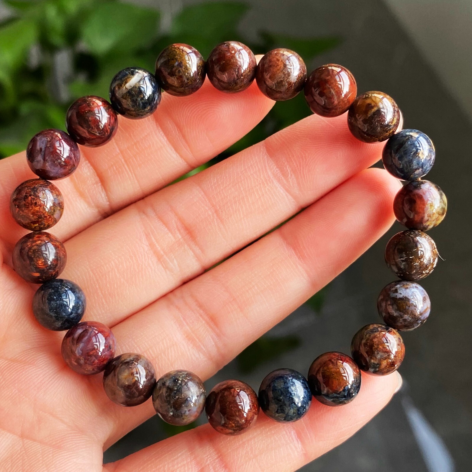 8.7mm Natural Color Pietersite Namibia Gemstone Beads Bracelet Z56