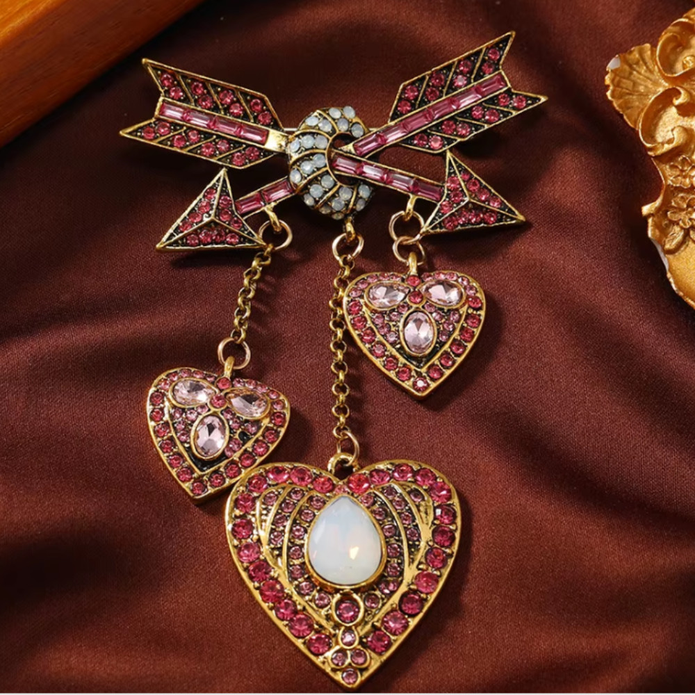 New Design Heart Brooches Women Unisex 3-color Shining Arrows Jewelry Gift USA
