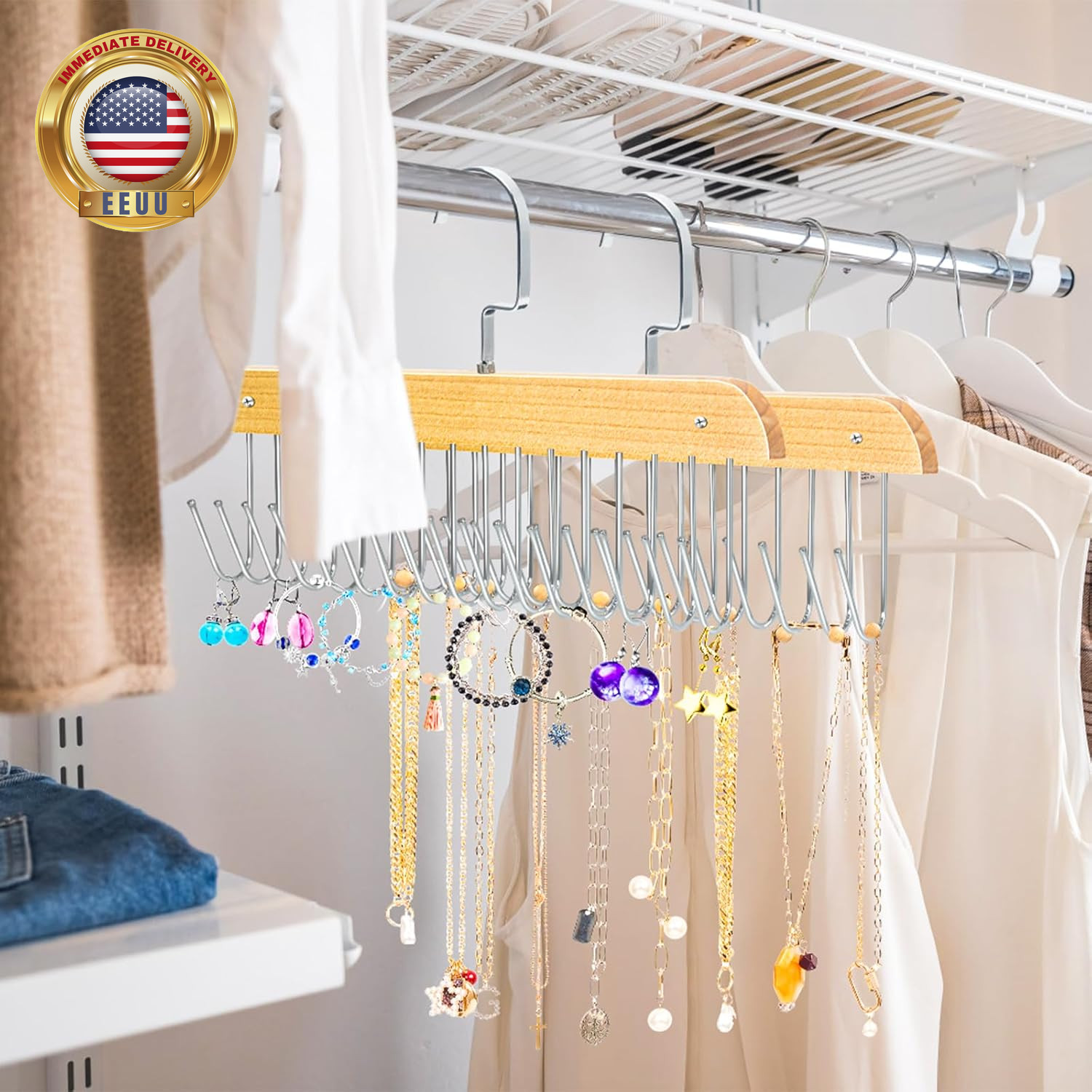 Jewelry Holder Organizer Wall Mount Necklace Holder Necklace Organizer, Hanging