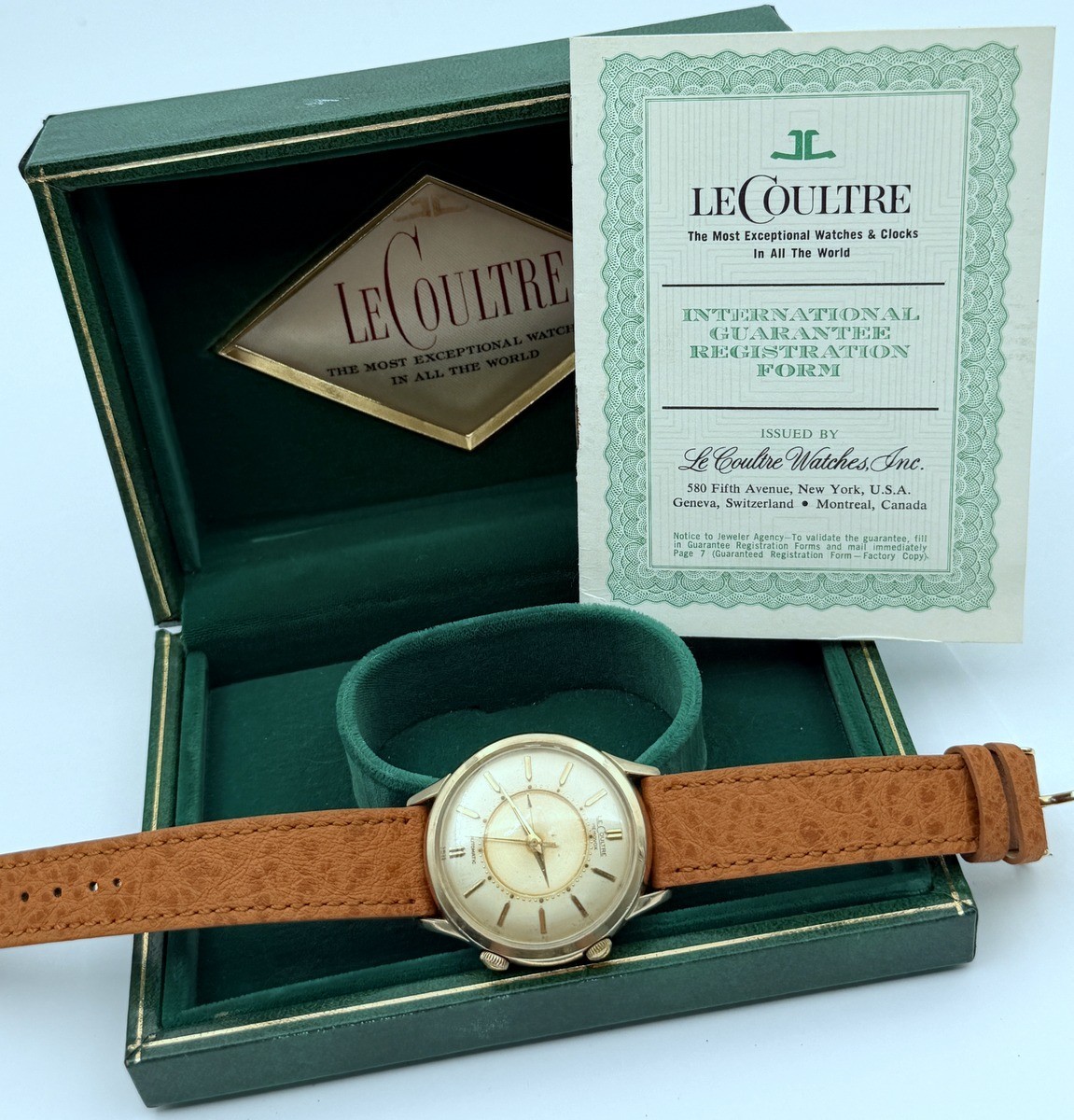 1950s JAEGER-LECOULTRE AUTOMATIC MEMOVOX ALARM ORIGINAL DIAL K815 JUMBO 38mm BOX