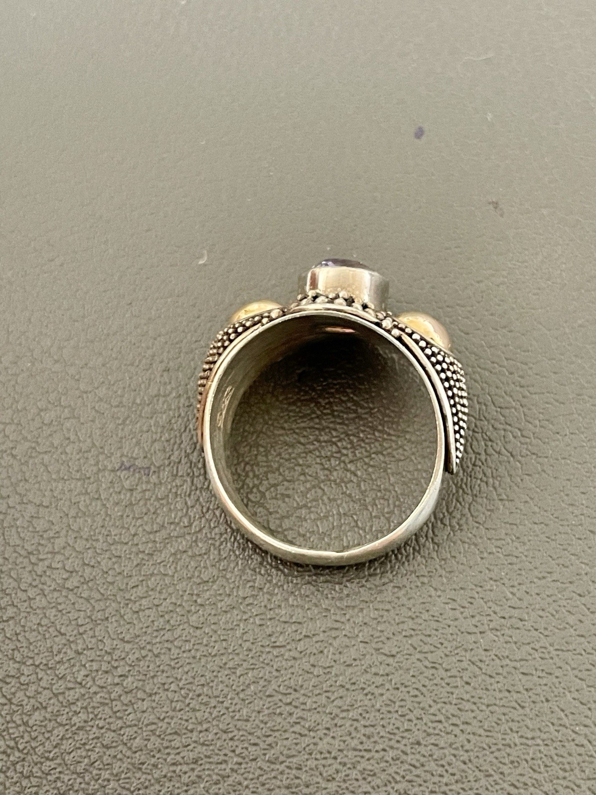 Vintage 925 Silver 18KT Yellow Gold 1.2CT Amethyst Ring (H12)