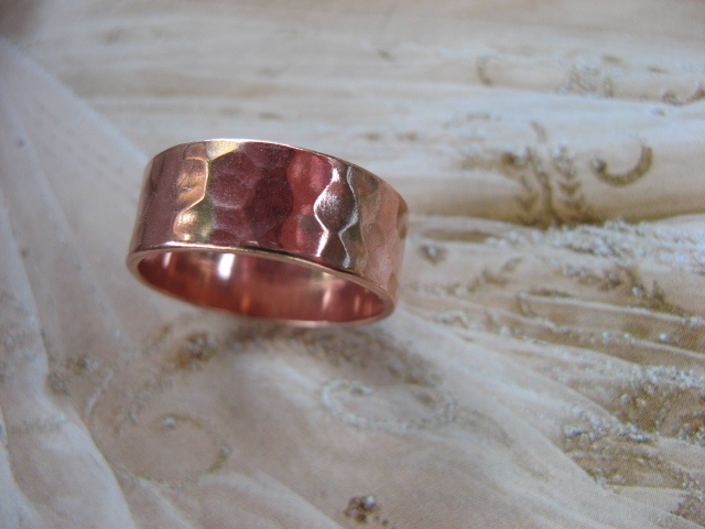 Solid Copper Hammered Band Ring 042. – 5/16″ wide. – Available in sizes 5 to 13.