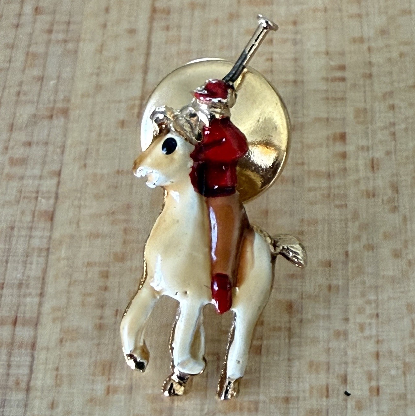 Vintage Polo Full Color Pony Lapel Pin Ralph Lauren Enamel & Gold Tone Metal