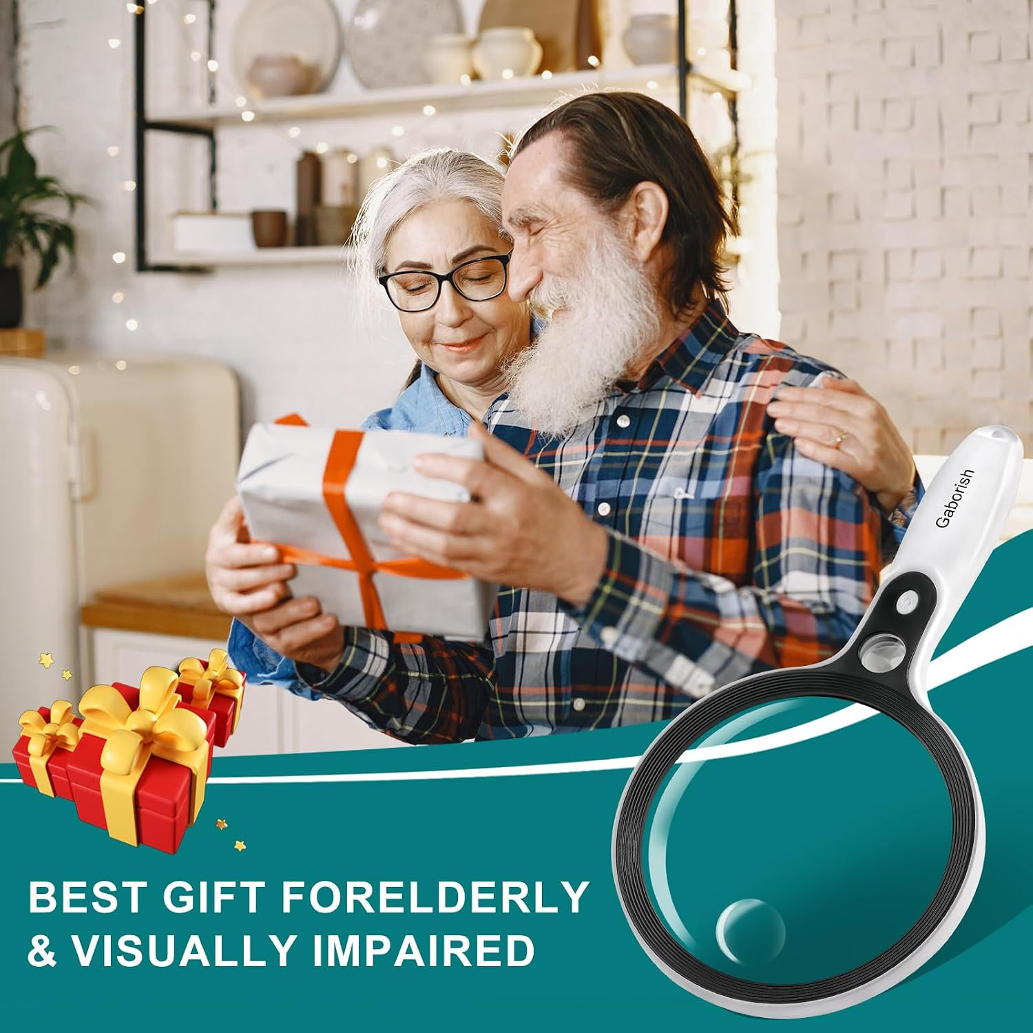 Large Magnifying Glass with 37 LED Light, 10X 20X 45X Handheld Illuminated Light
