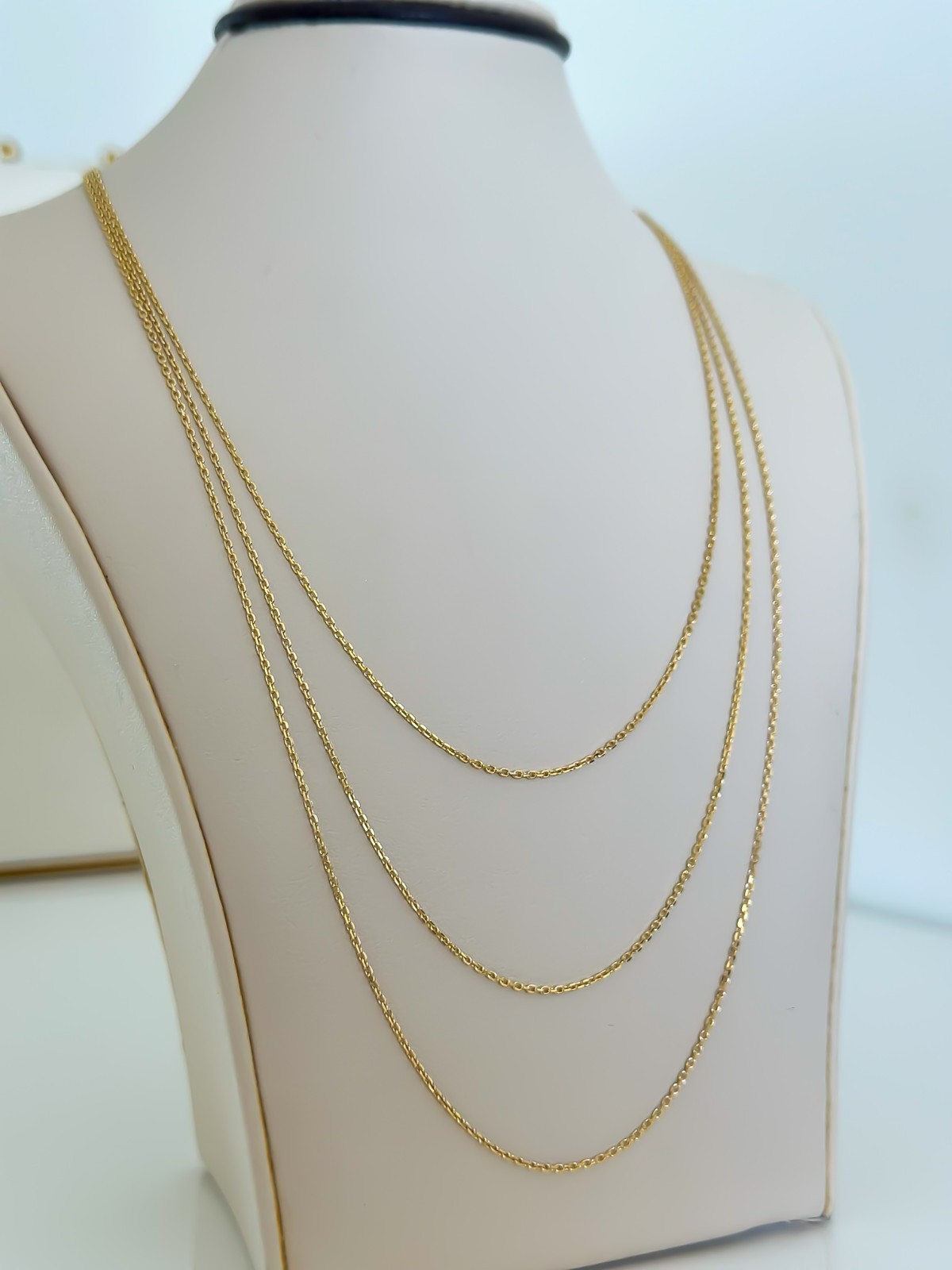 14k Solid Gold Cable Link Chain 1.2mm, Boston Link 16″ 18″ 20″ Necklace Lobster