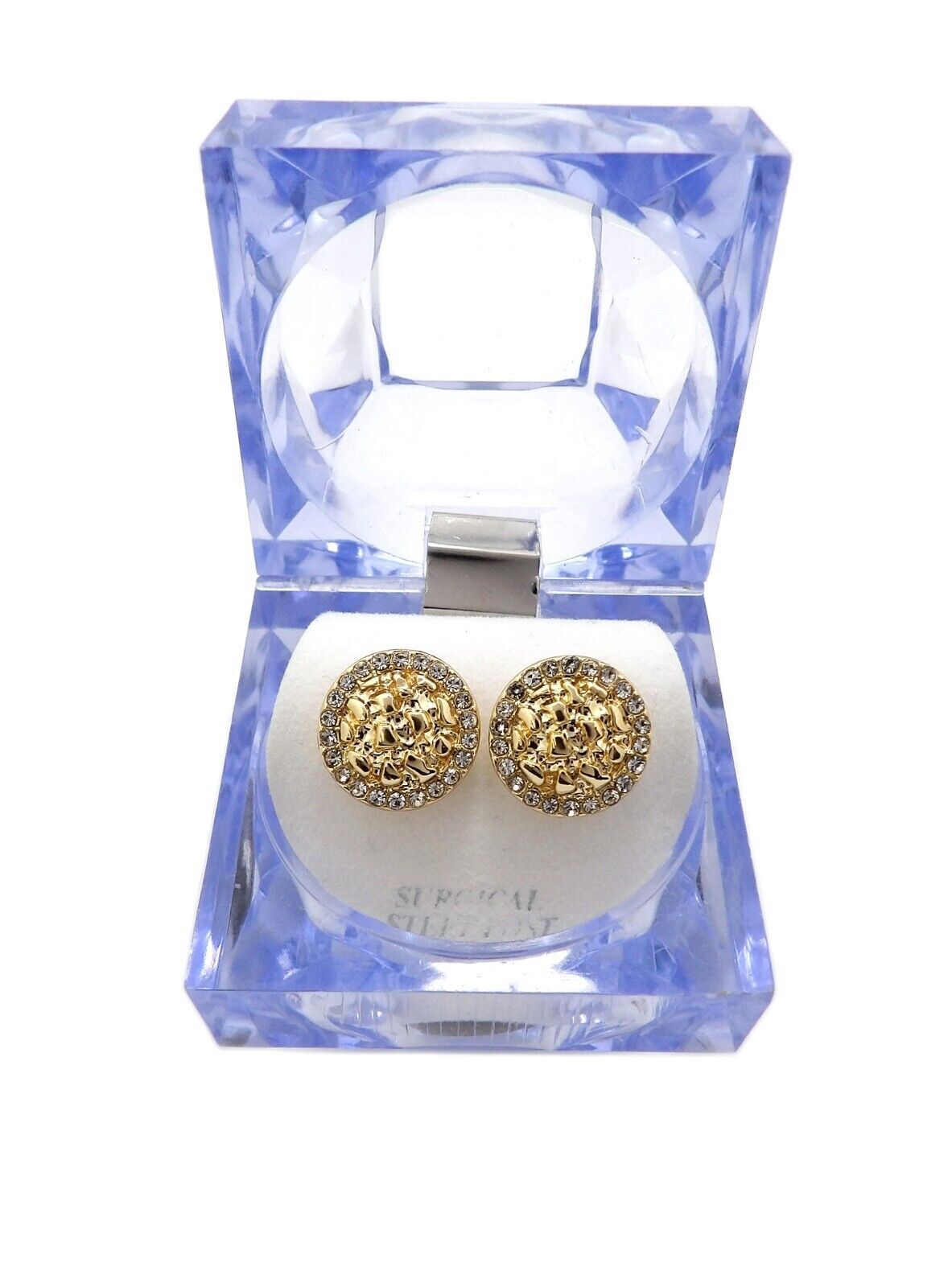 Magnetic Earrings Cookie Nugget Hip Hop Iced Gold plated Cubic Zirconia Earrings